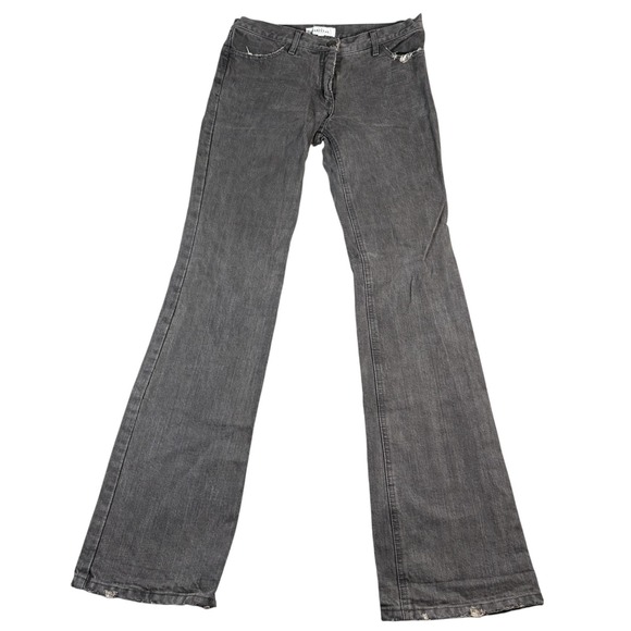Habitual Womens Charcoal Gray Denim Flared Jeans Minimalist Grunge Essential 4 - Picture 1 of 10